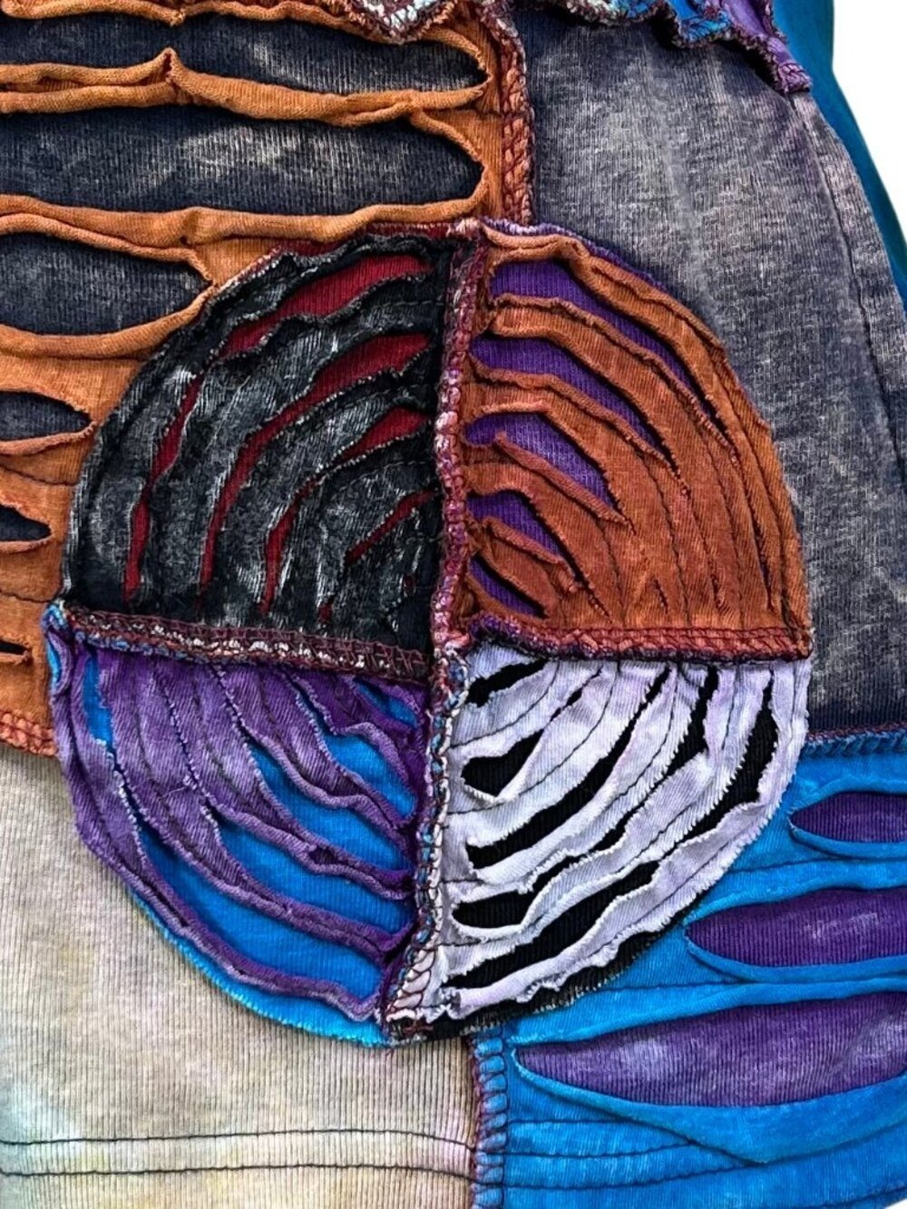 India Boutique Y2K Cotton Patchwork Hippy Hoodie Jacket Size M - Picture 7 of 11